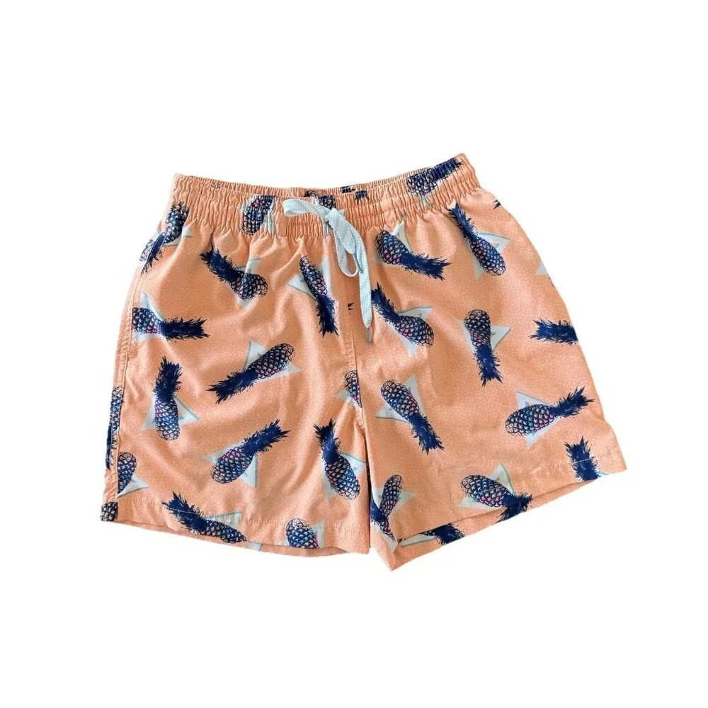 Chubbies Swim Shorts Mens Small Orange Blue Pineapple Print Swimwear Trunks